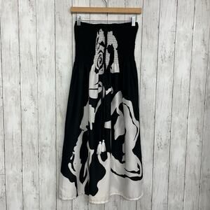 Gypsie Blu Black & White Tribal Tube Top Dress M Boho Beach Cover Up Bandeau